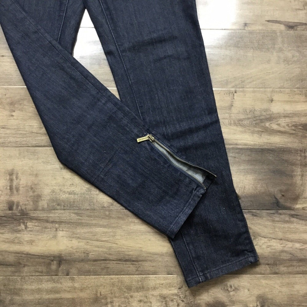 Michael Kors Dark Wash Ankle Zip Brass Hardware Jeans Womens Size 10